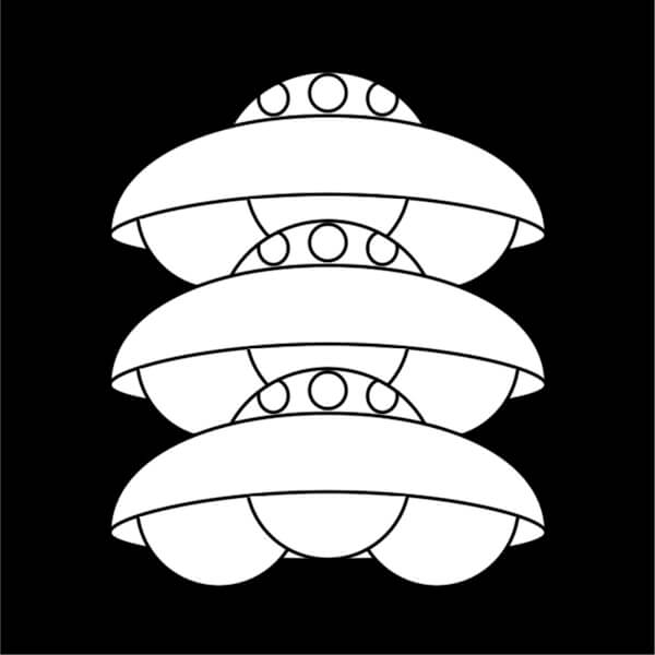 三階笠をモチーフにしたUFOの家紋の画像